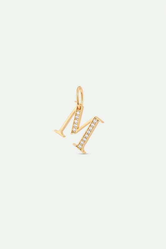 Gold Letter M Pendant With Crystals
