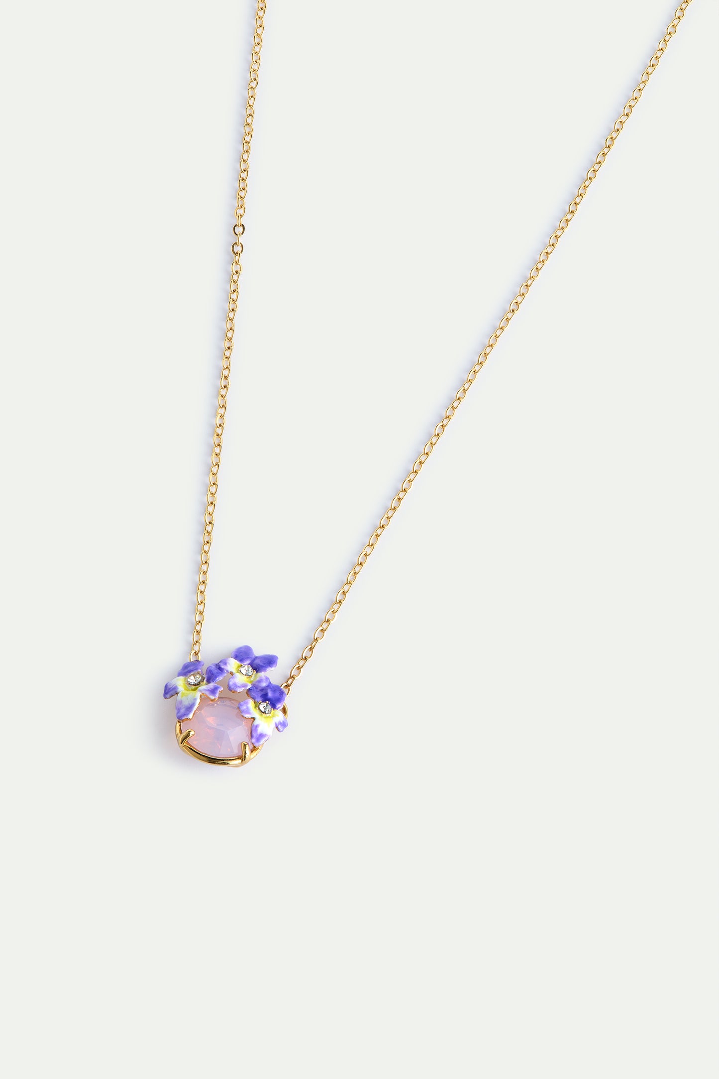 Round Pink Faceted Stone And Violet Necklace alternate view