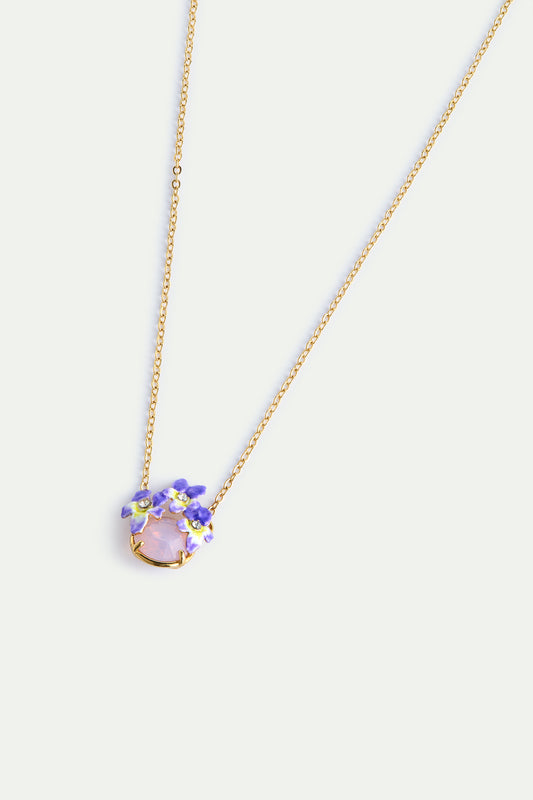 Round Pink Faceted Stone And Violet Necklace alternate view
