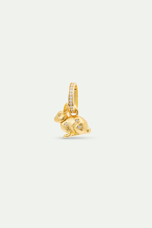 Gold Rabbit Pendant With Crystals