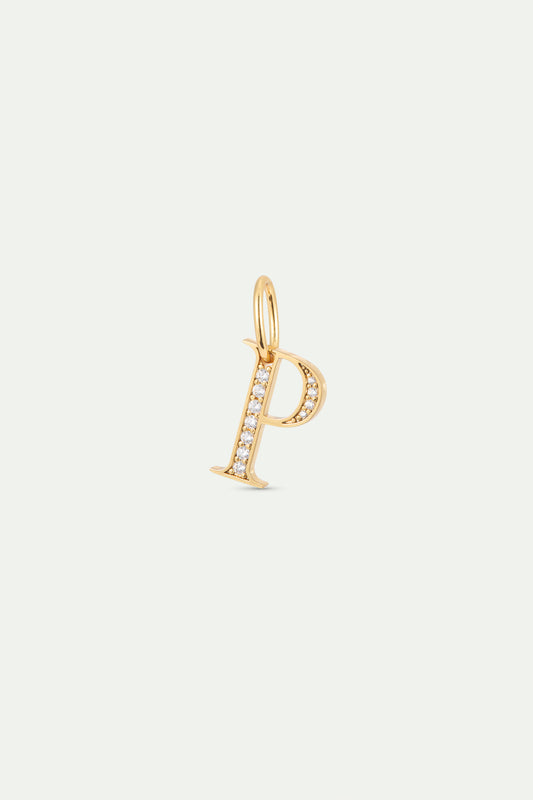 Gold Letter P Pendant With Crystals