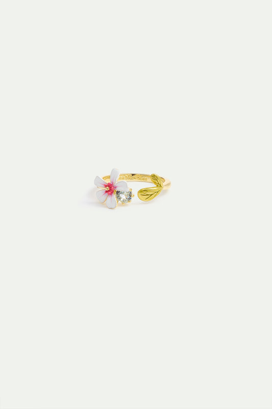 White And Pink Hawthorn Adjustable Ring With Blue Crystal alternate view