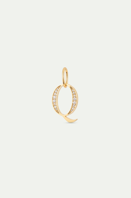 Gold Letter Q Pendant With Crystals