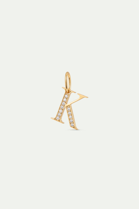 Gold Letter K Pendant With Crystals