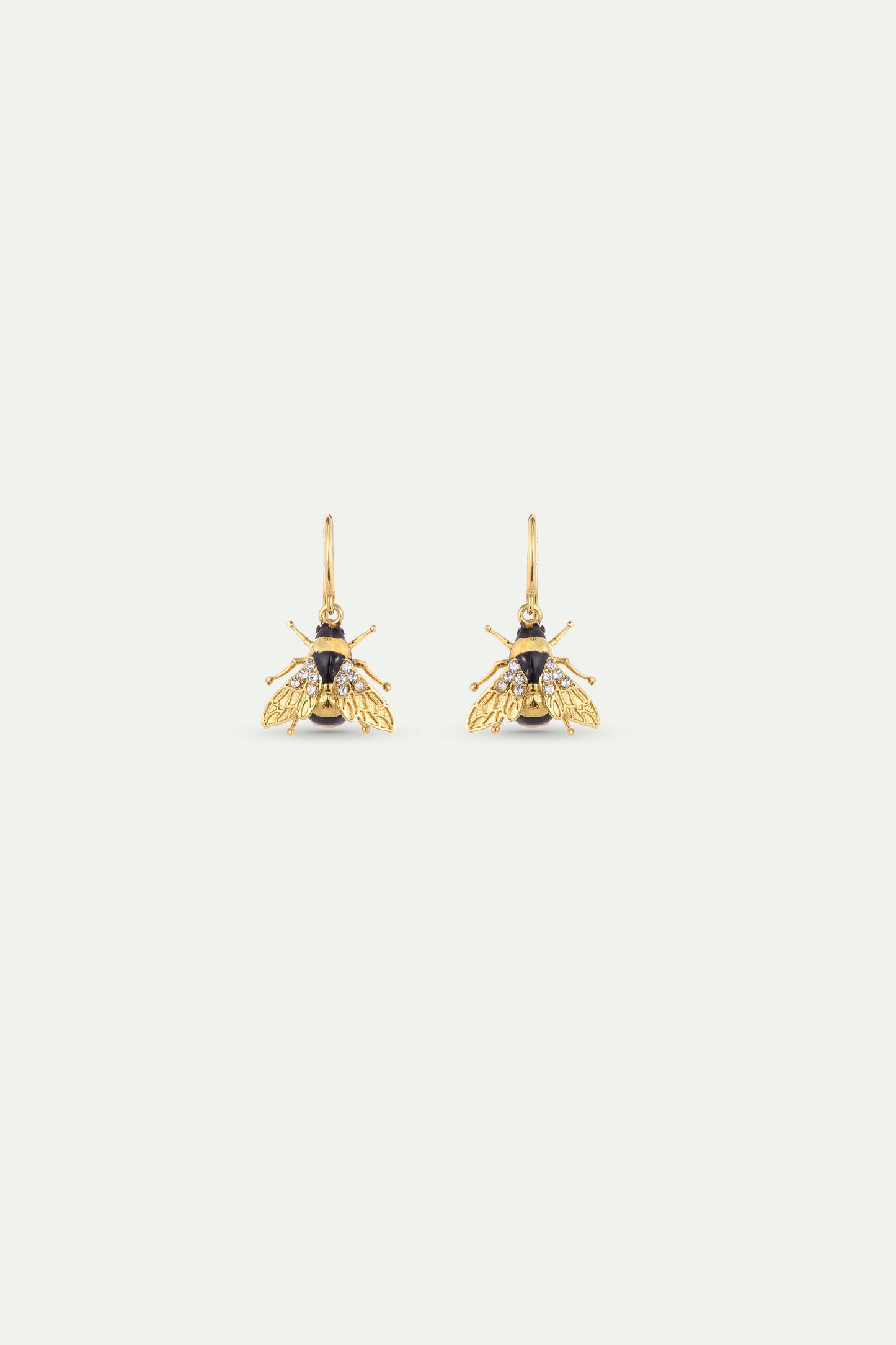 Gold Bees And Crystal Earrings Hook view