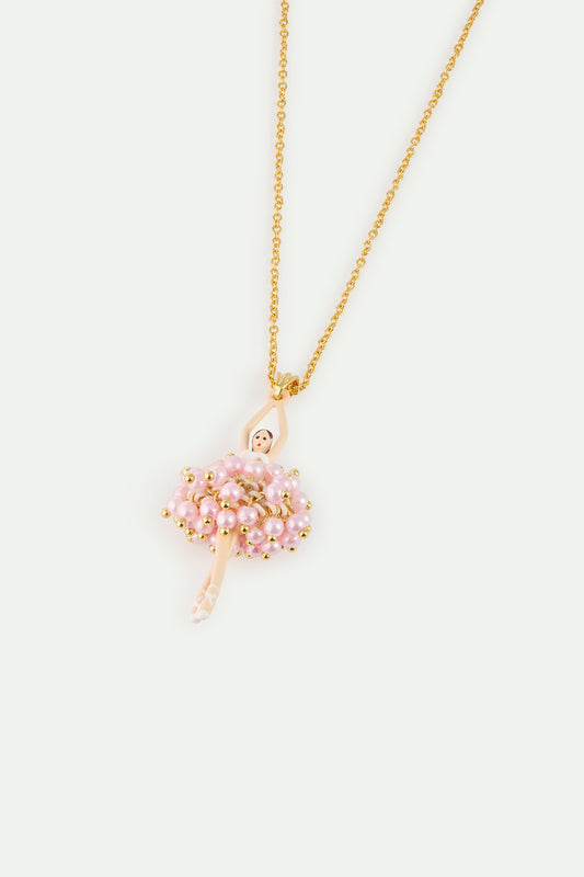 Ballerina Pendant Necklace With Pink Beads alternate view