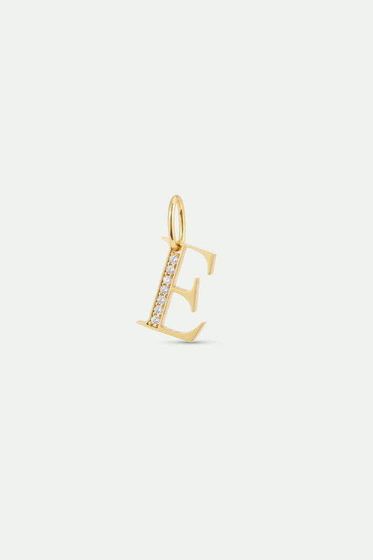 Gold Letter E Pendant With Crystals