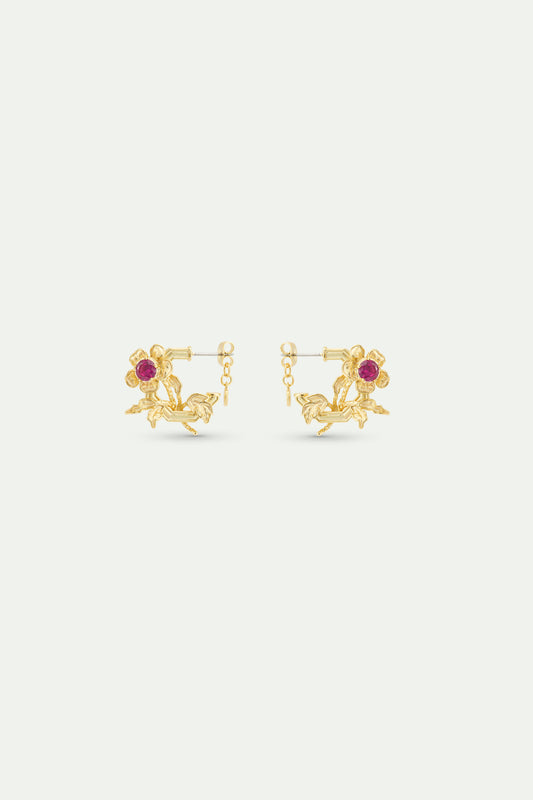 Golden Anemone And Pink Crystal Earrings alternate view