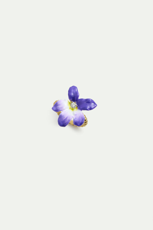 Large Violet And Faceted Crystal Adjustable Ring front view