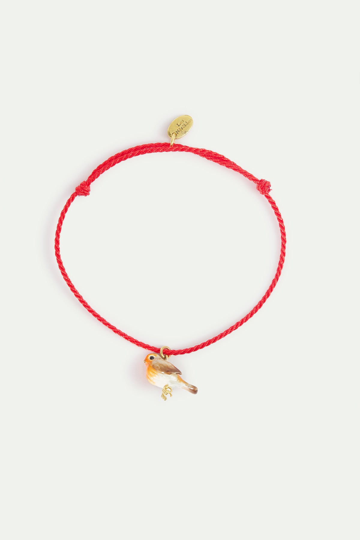 Pink Cord Robin Bracelet front view