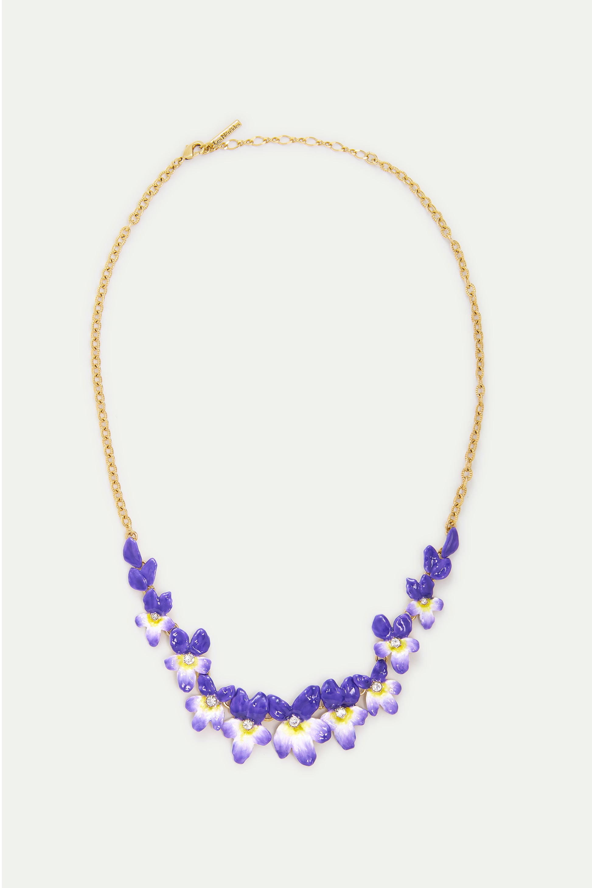 Violets And Faceted Crystal Statement Necklace detail view