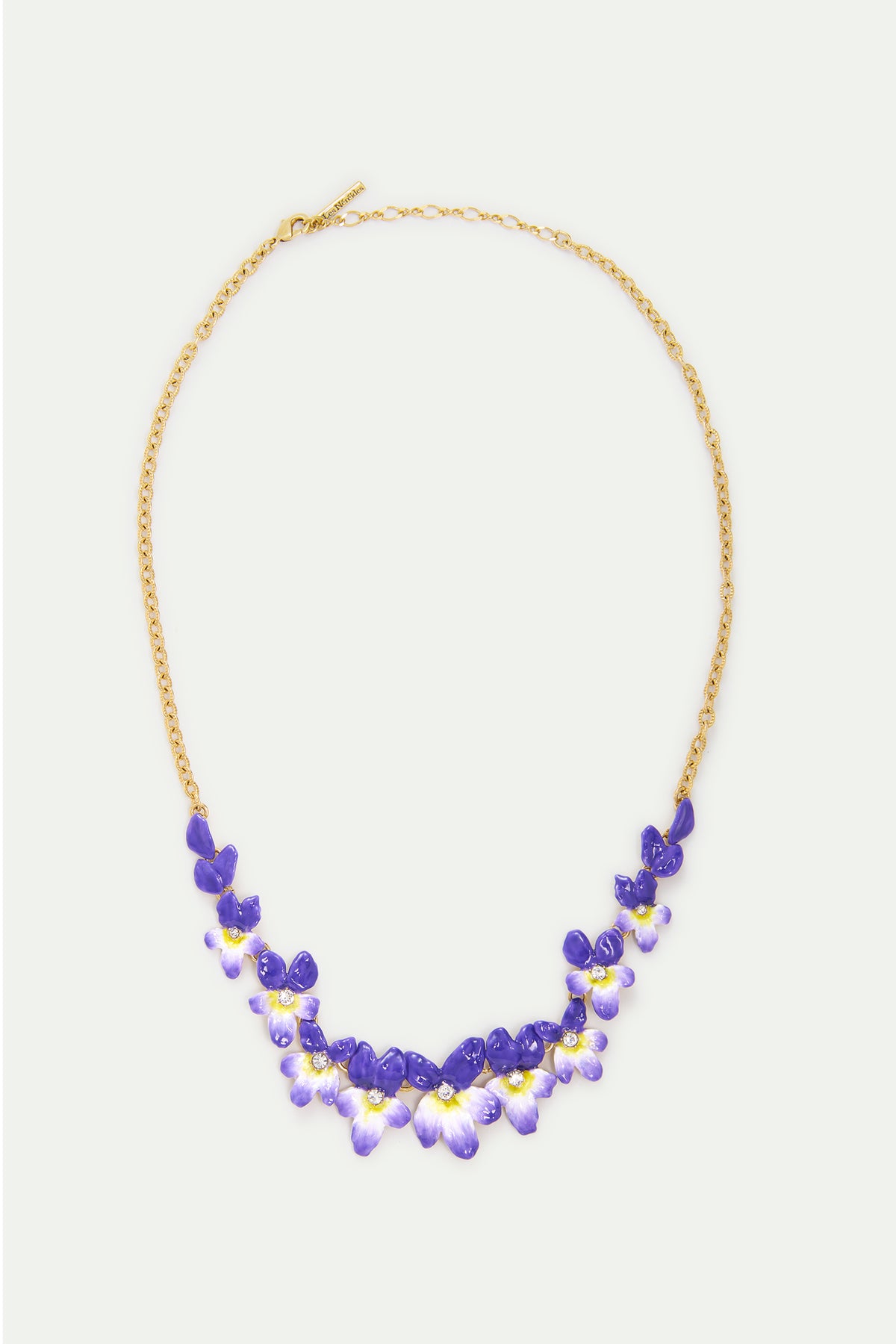 Violets And Faceted Crystal Statement Necklace detail view