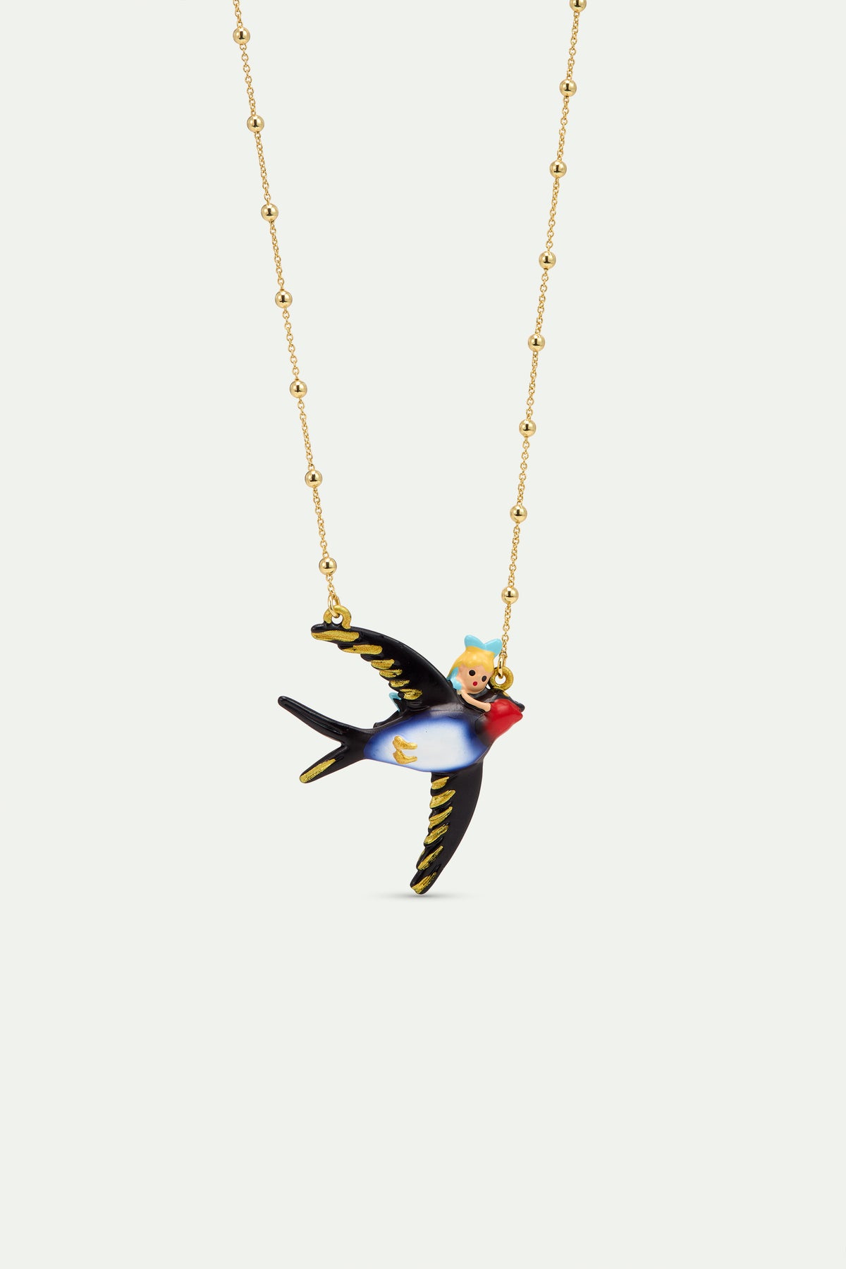 Alice And Swallow Blue Necklace front view
