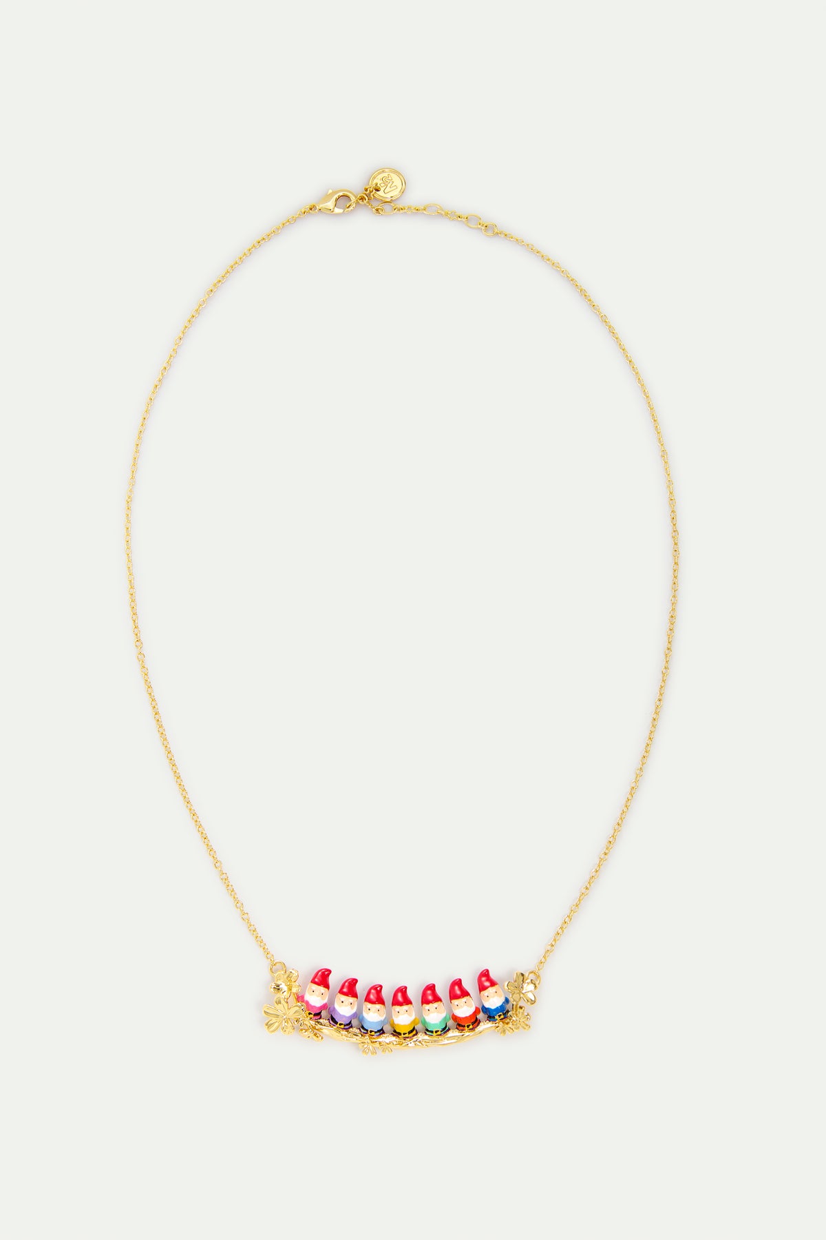 Seven Dwarves And Gold Flower Statement Necklace detail view