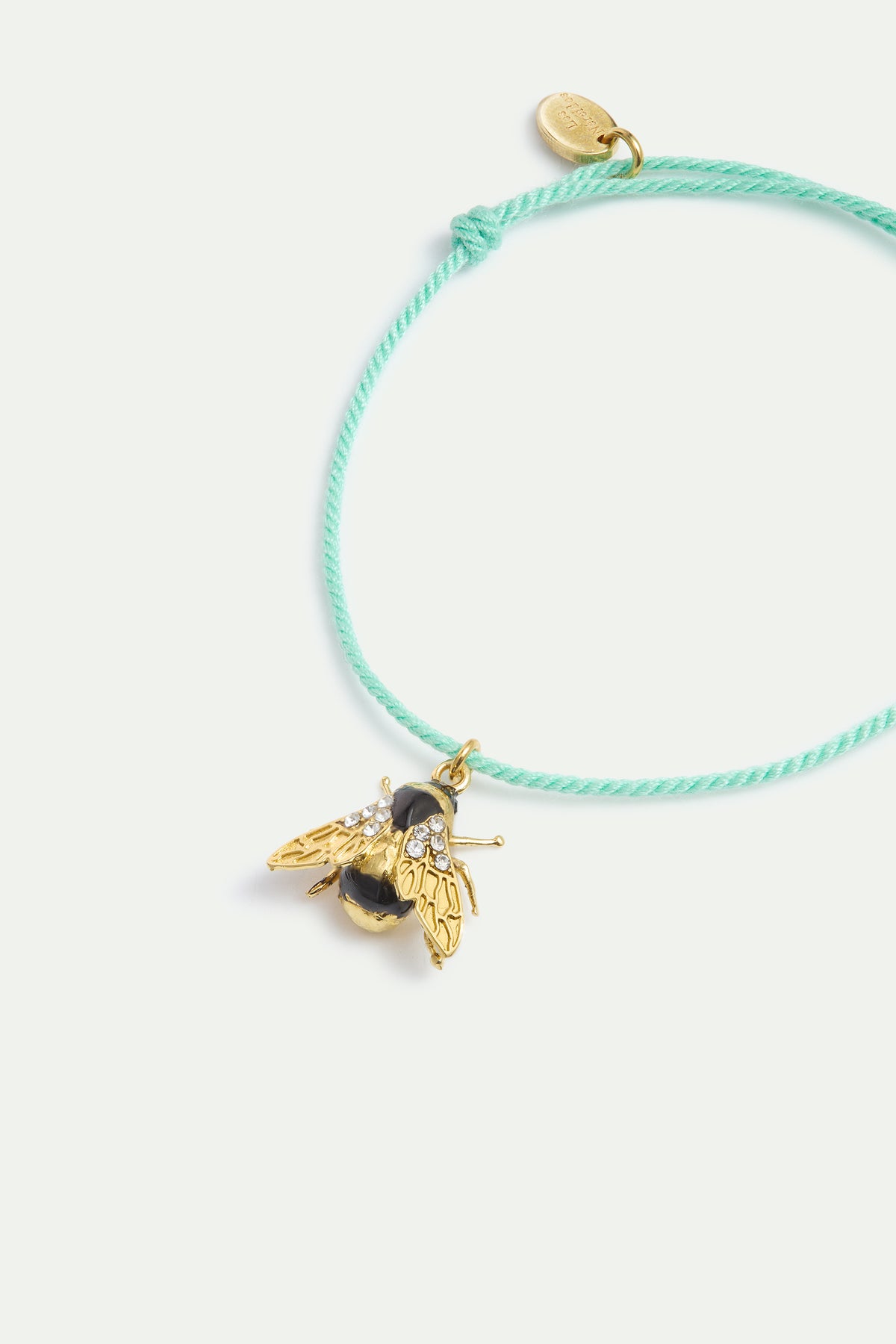 Gold Bee And Crystal Blue Cord Bracelet alternate view