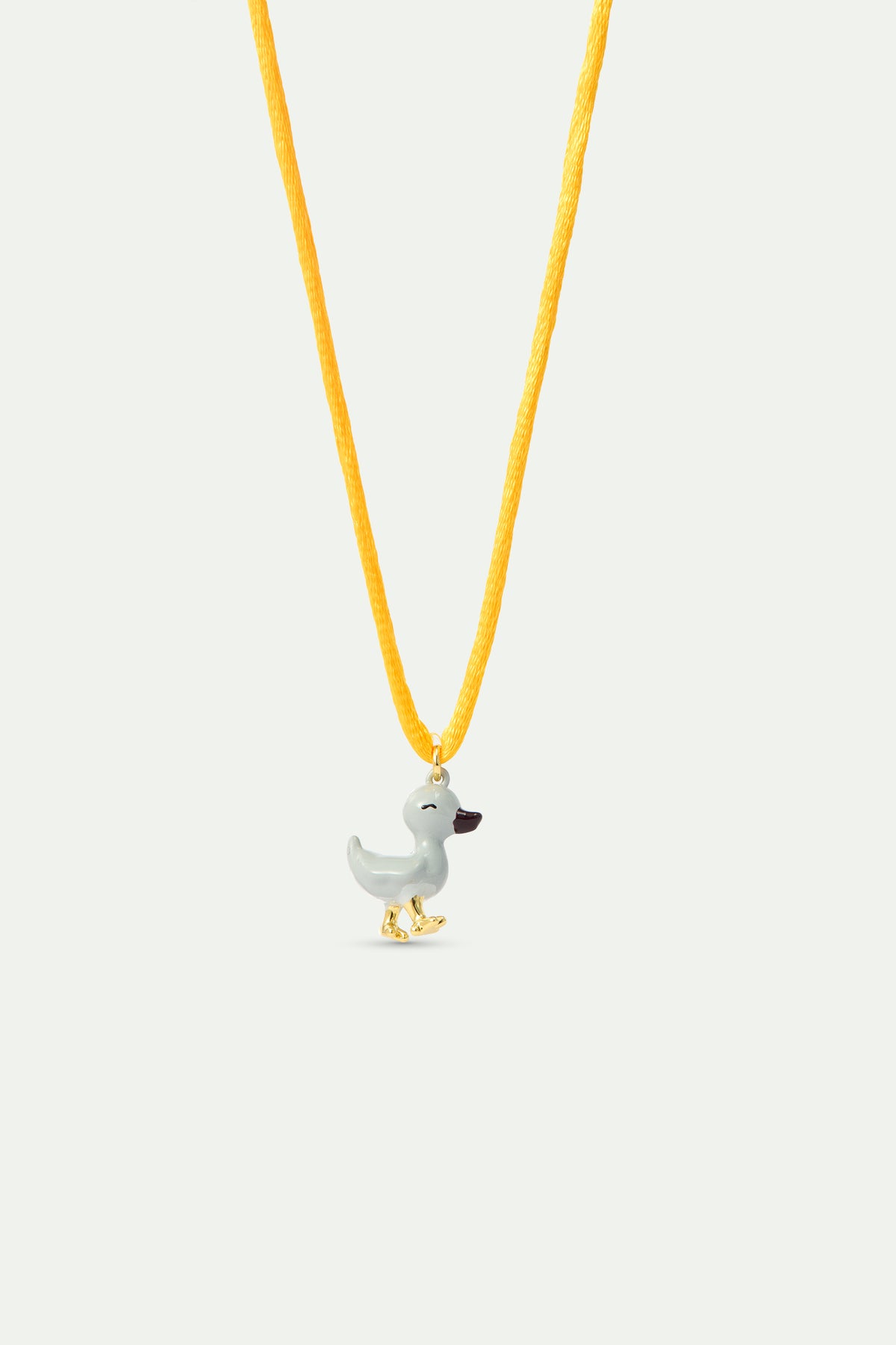 Yellow Pendant Necklace With Little Duck front view