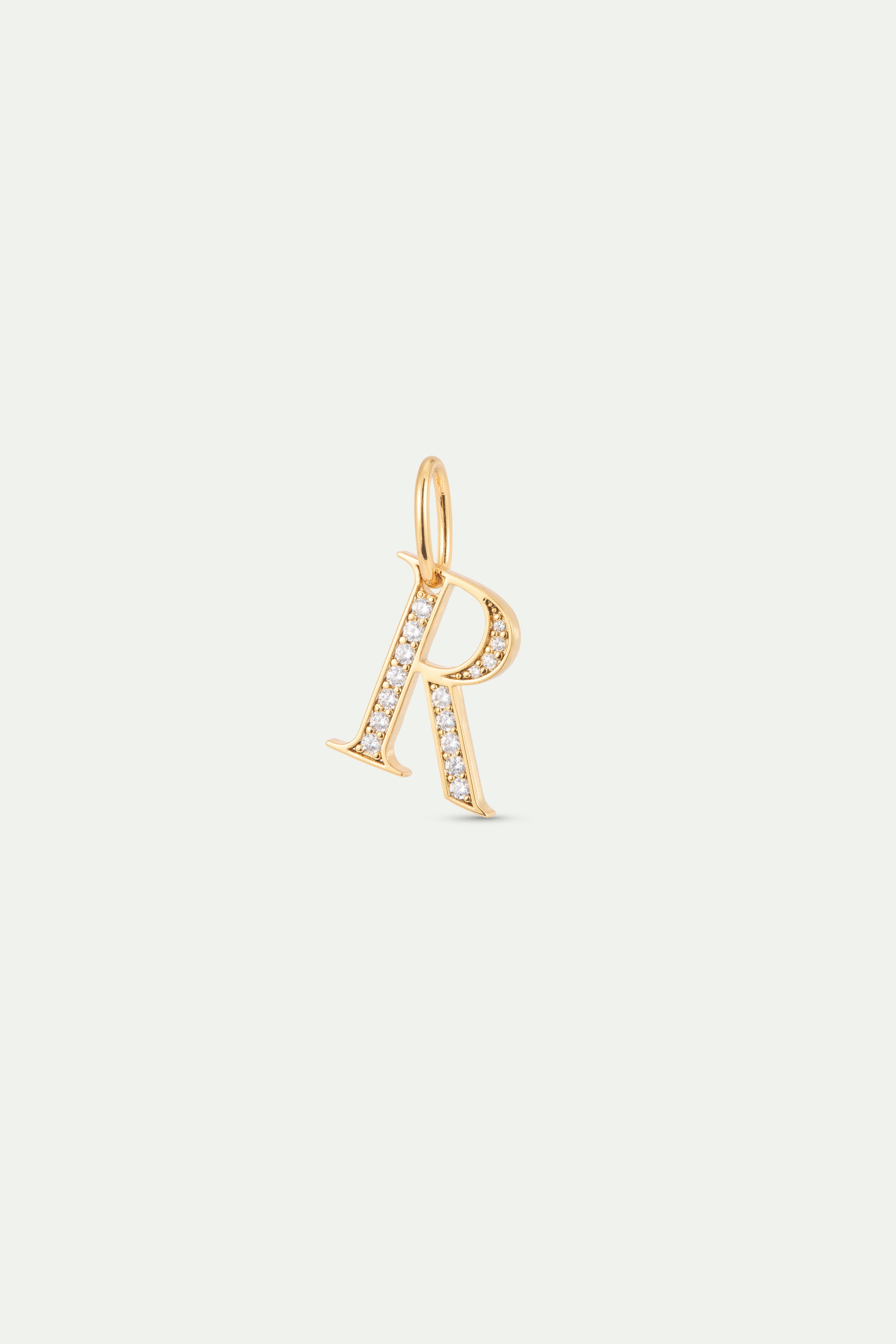 Gold Letter R Pendant With Crystals