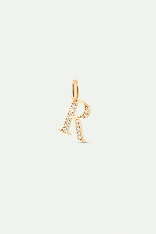 Gold Letter R Pendant With Crystals