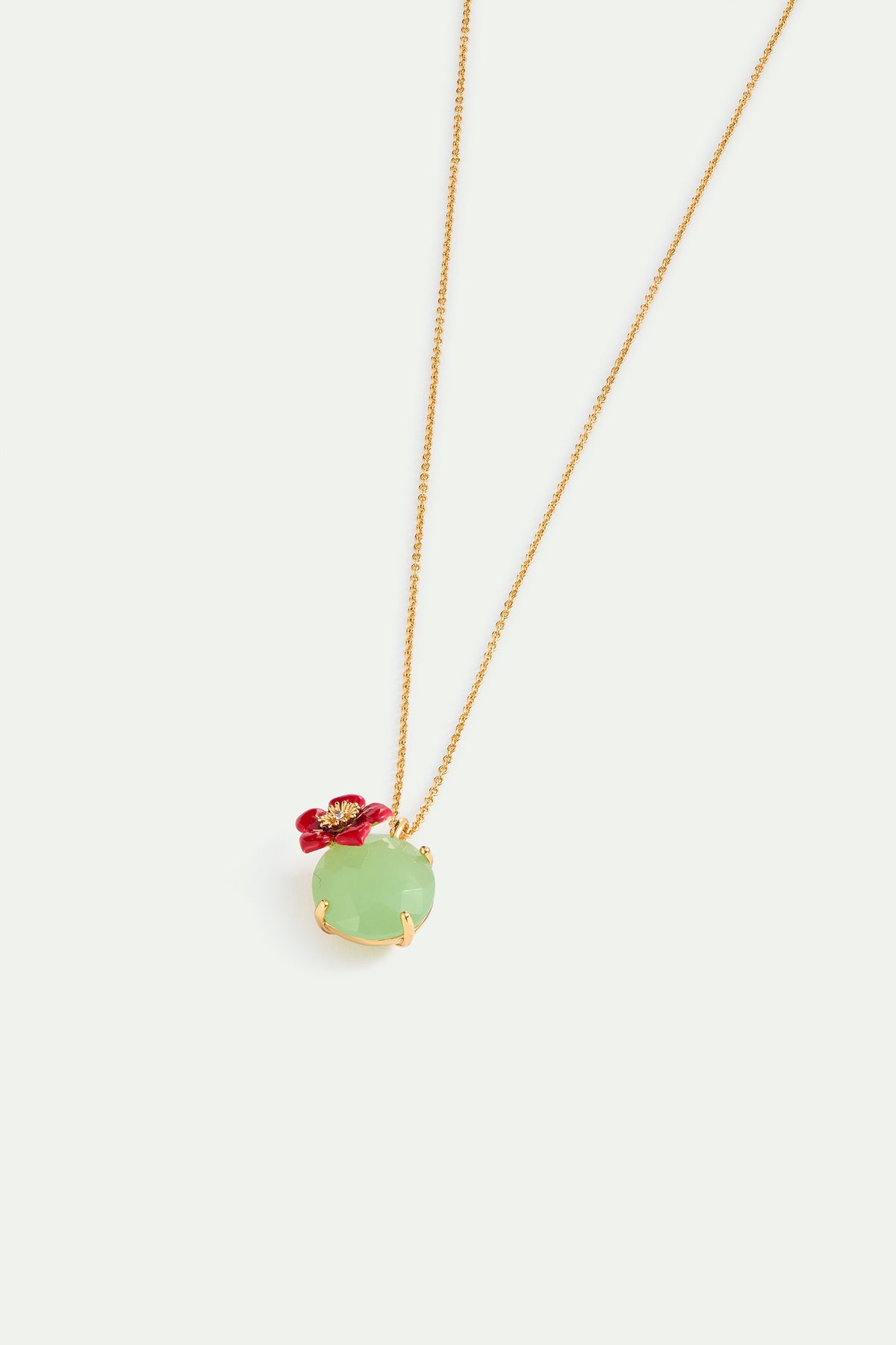 Green Round Stone And Plum Blossom Pendant Necklace alternate view