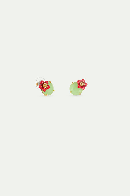Green Round Stone And Plum Blossom Earrings alternate view