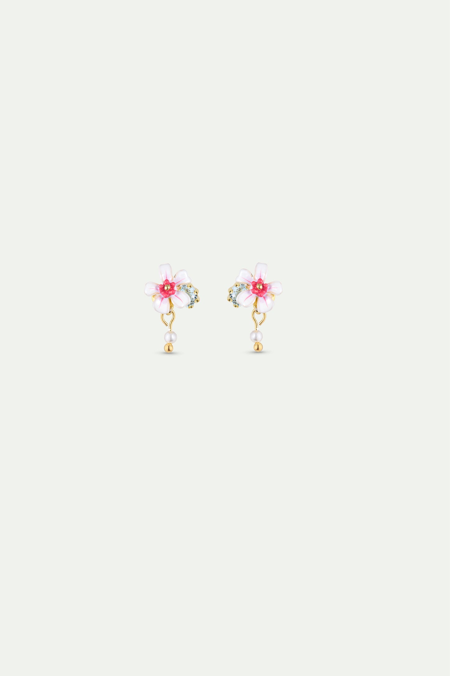 White And Pink Hawthorn Earrings With Blue Crystal And Cultured Pearl view