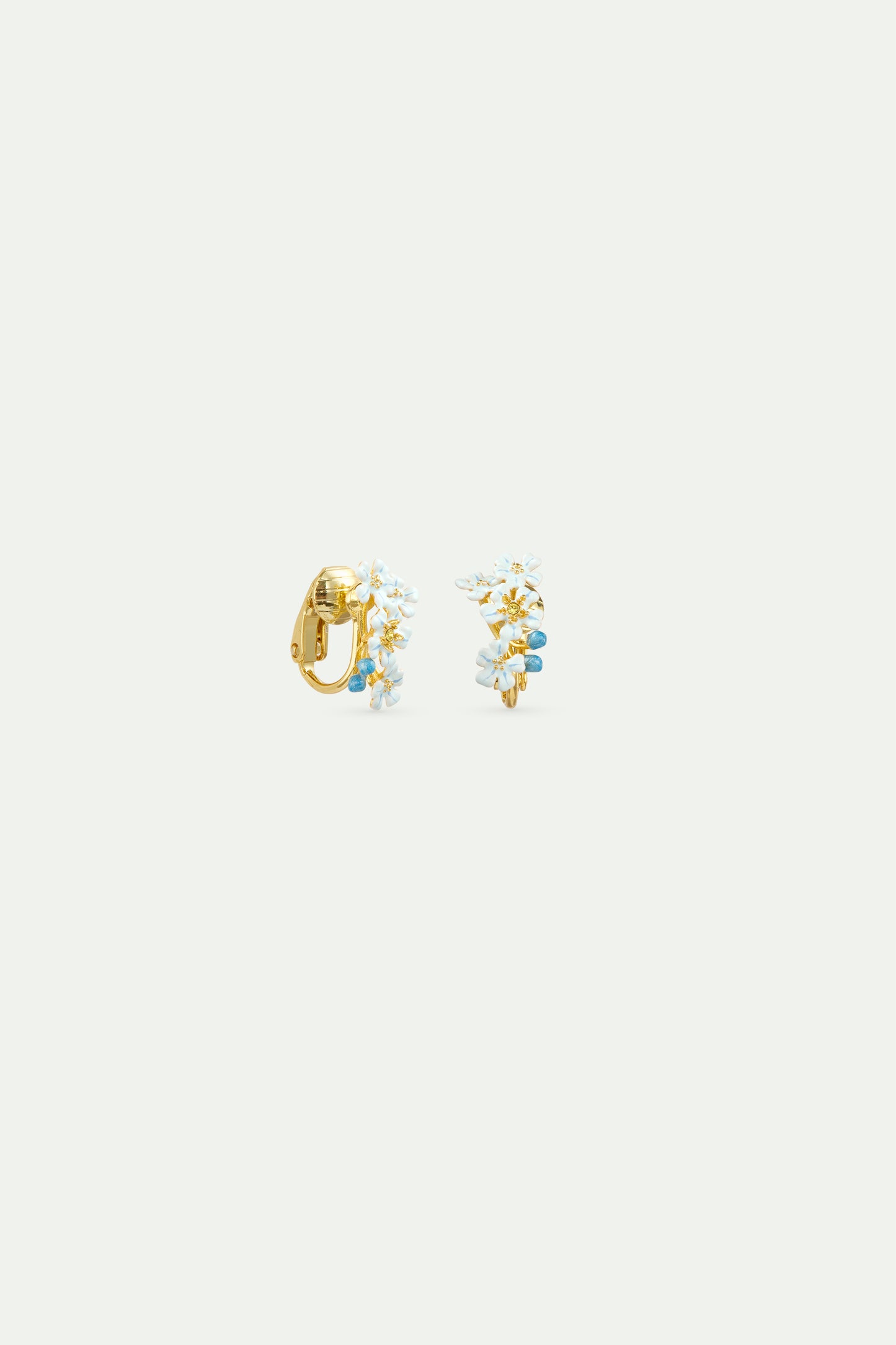 Blue Forget-Me-Not Earrings alternate clip-on view