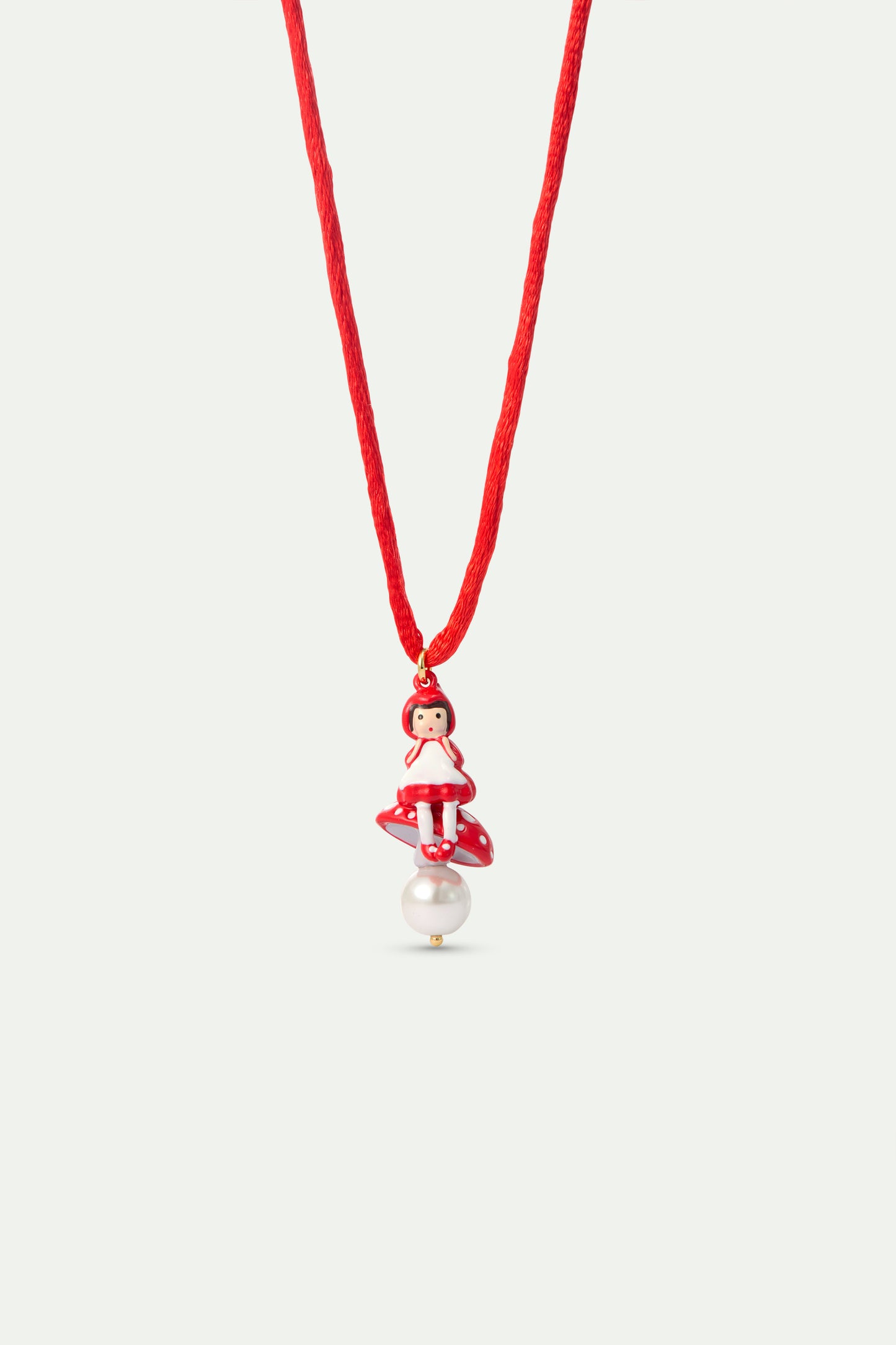 Red Pendant Necklace With Little Red Riding Hood front view