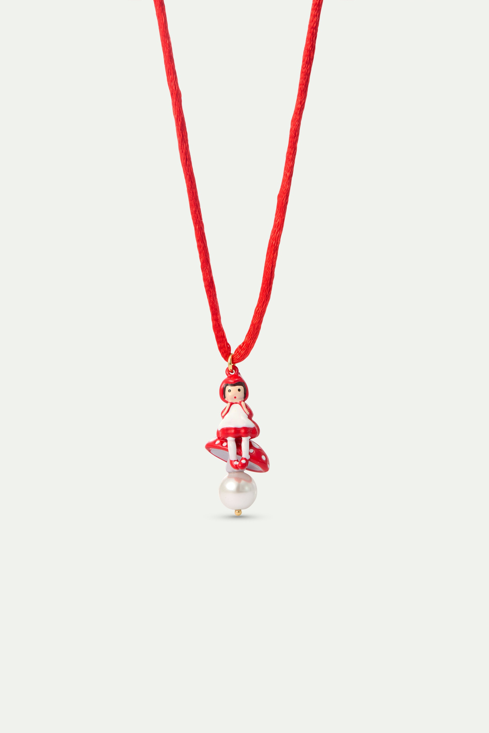 Red Pendant Necklace With Little Red Riding Hood front view