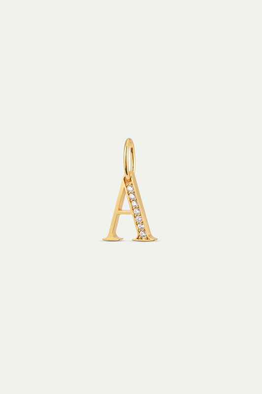 Gold Letter A Pendant With Crystals