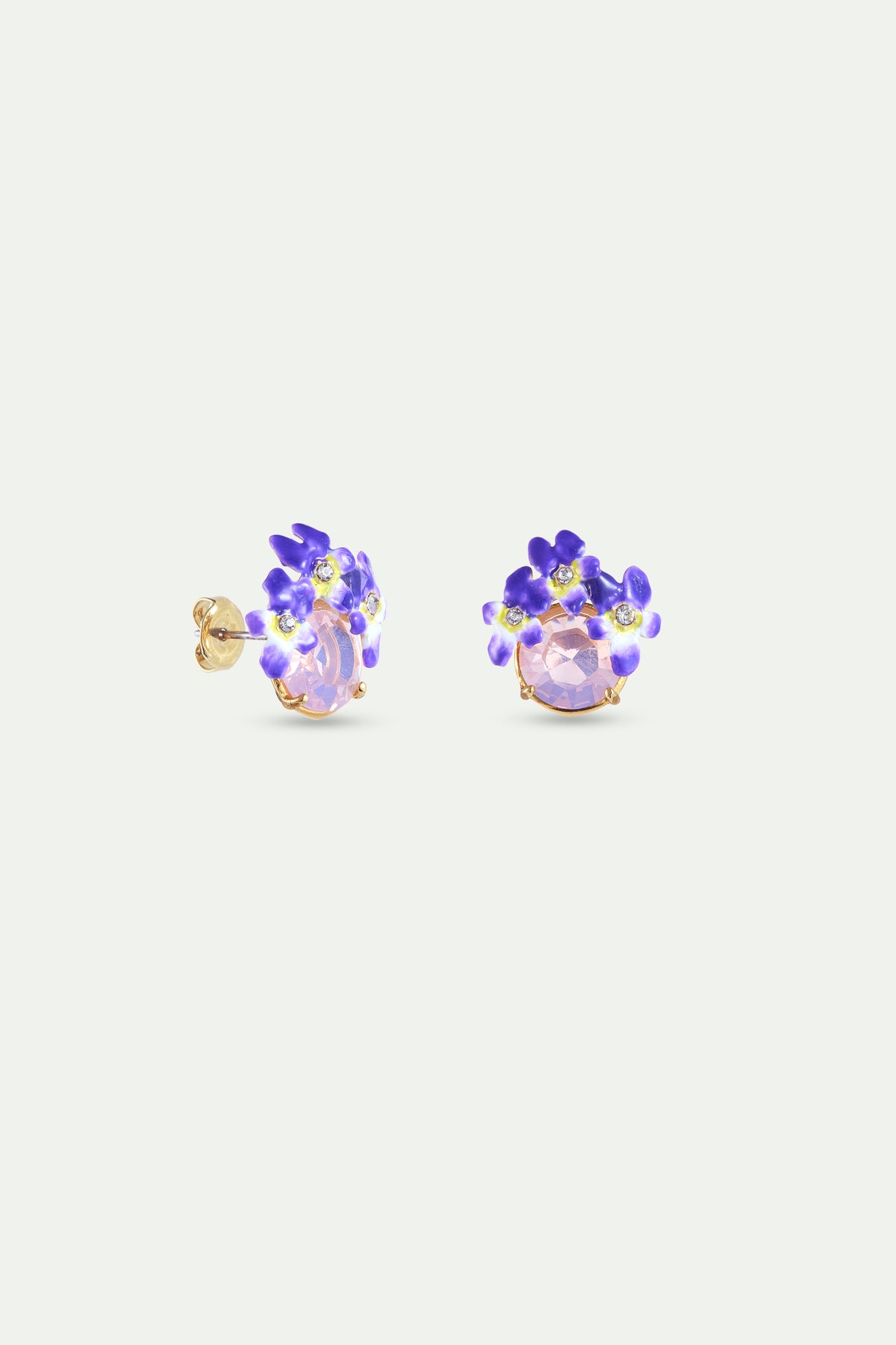 Earrings With Round Pink And Purple Faceted Stones alternate stud view