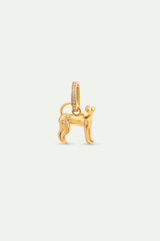 Gold Dog Pendant With Crystals