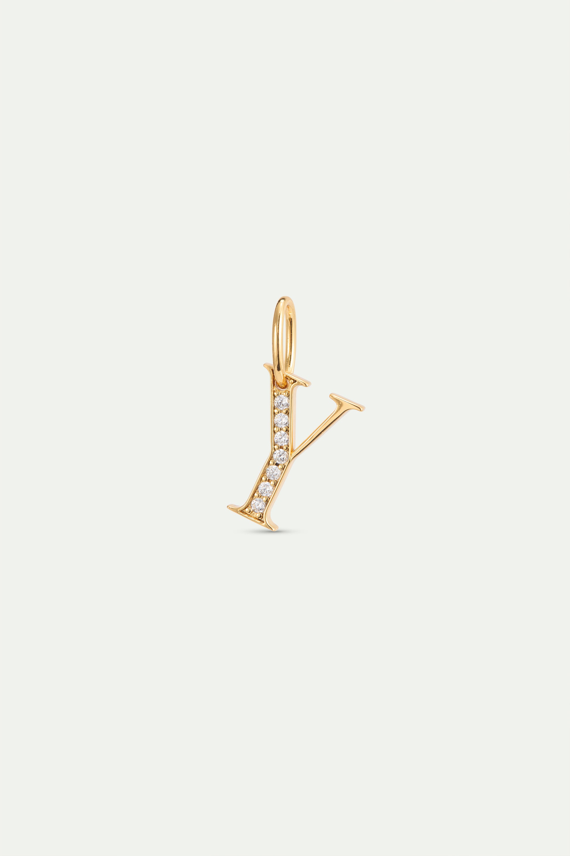Gold Letter Y Pendant With Crystals