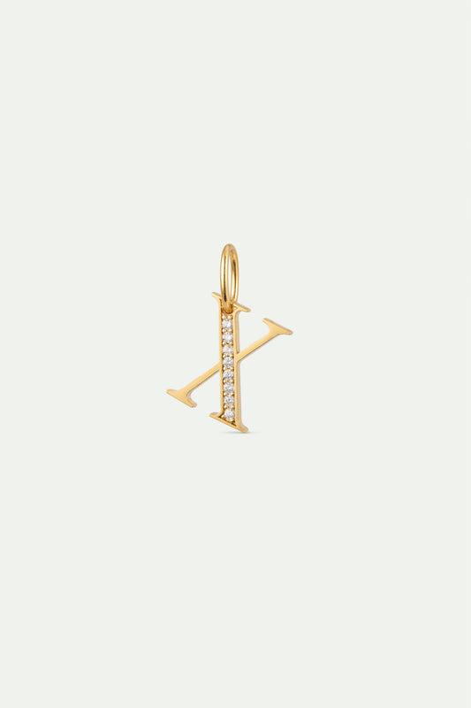 Gold Letter X Pendant With Crystals