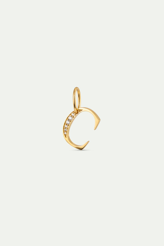 Gold Letter C Pendant With Crystals