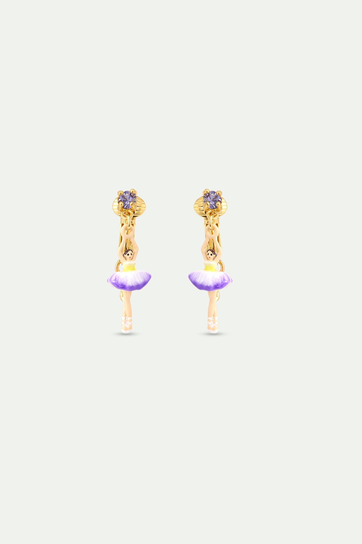 Purple And Yellow Tutu Ballerina Earrings clip-on view
