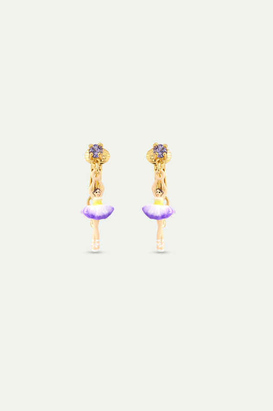 Purple And Yellow Tutu Ballerina Earrings clip-on view