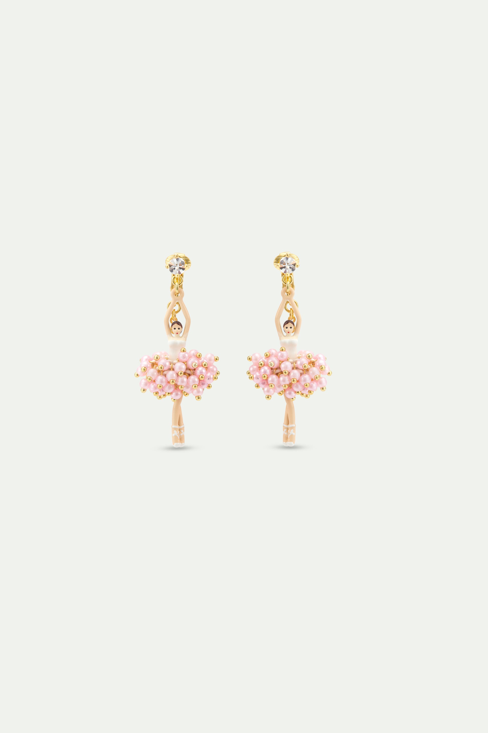 Ballerina Earrings With Pink Beads clip-on view