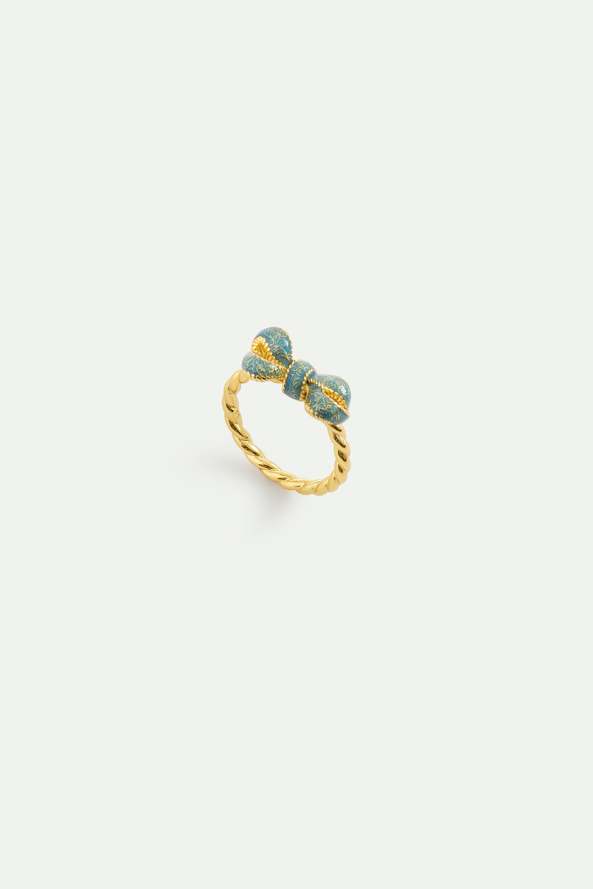Blue Ribbon And Cultured Pearl Ring front view