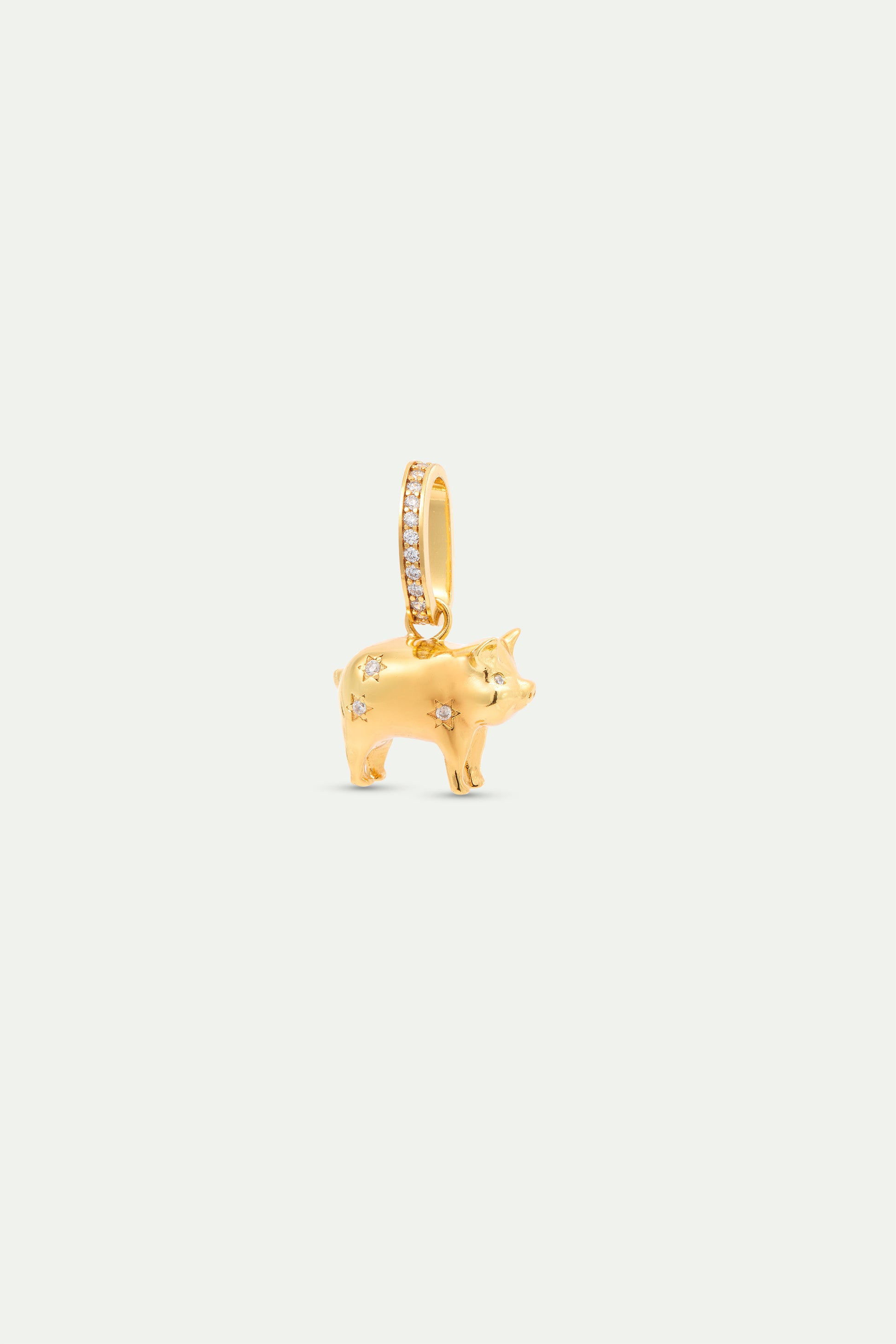 Gold Pig Pendant With Crystals