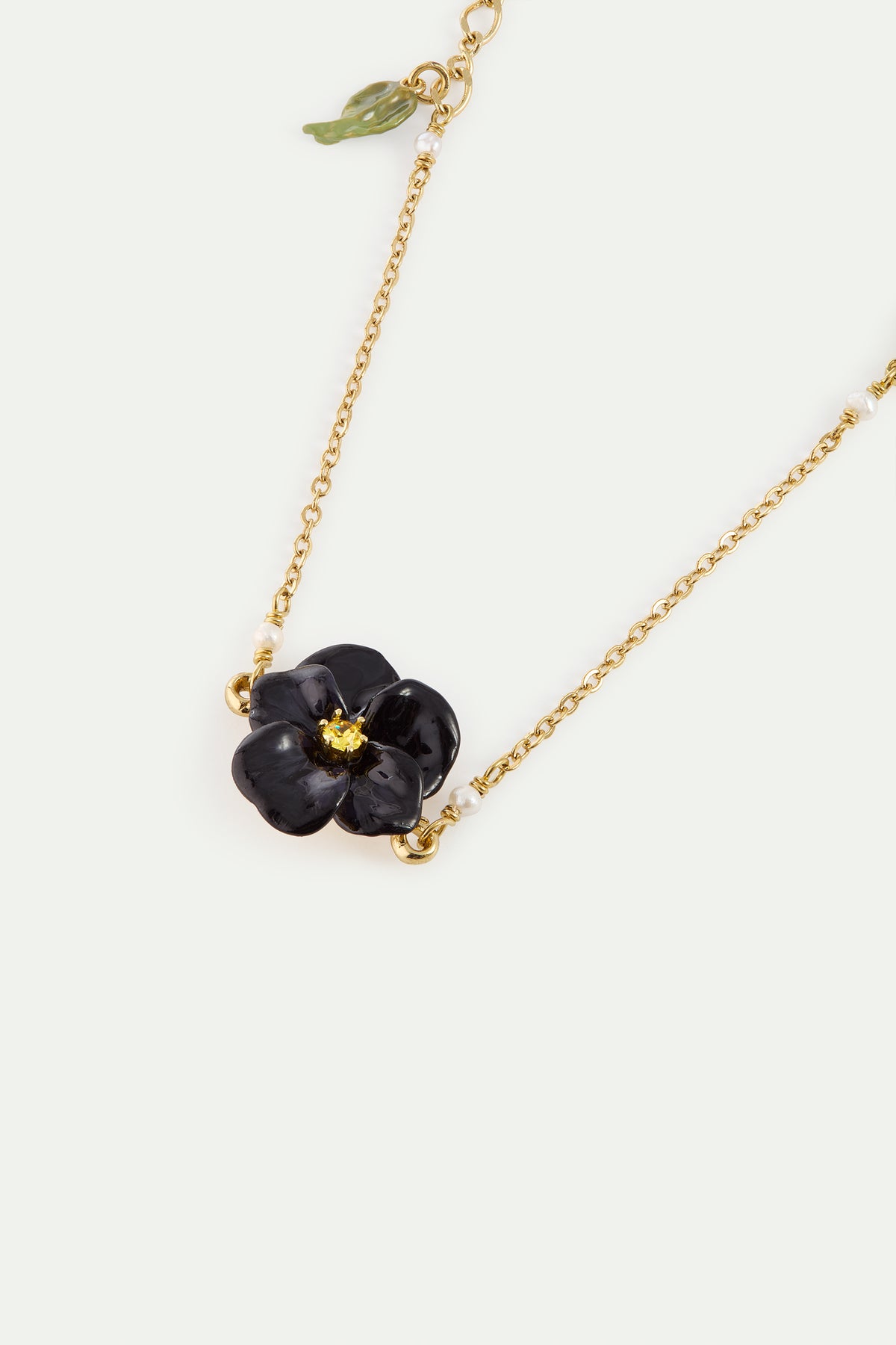 Black Pansy And Faceted Crystal Bracelet alternate view