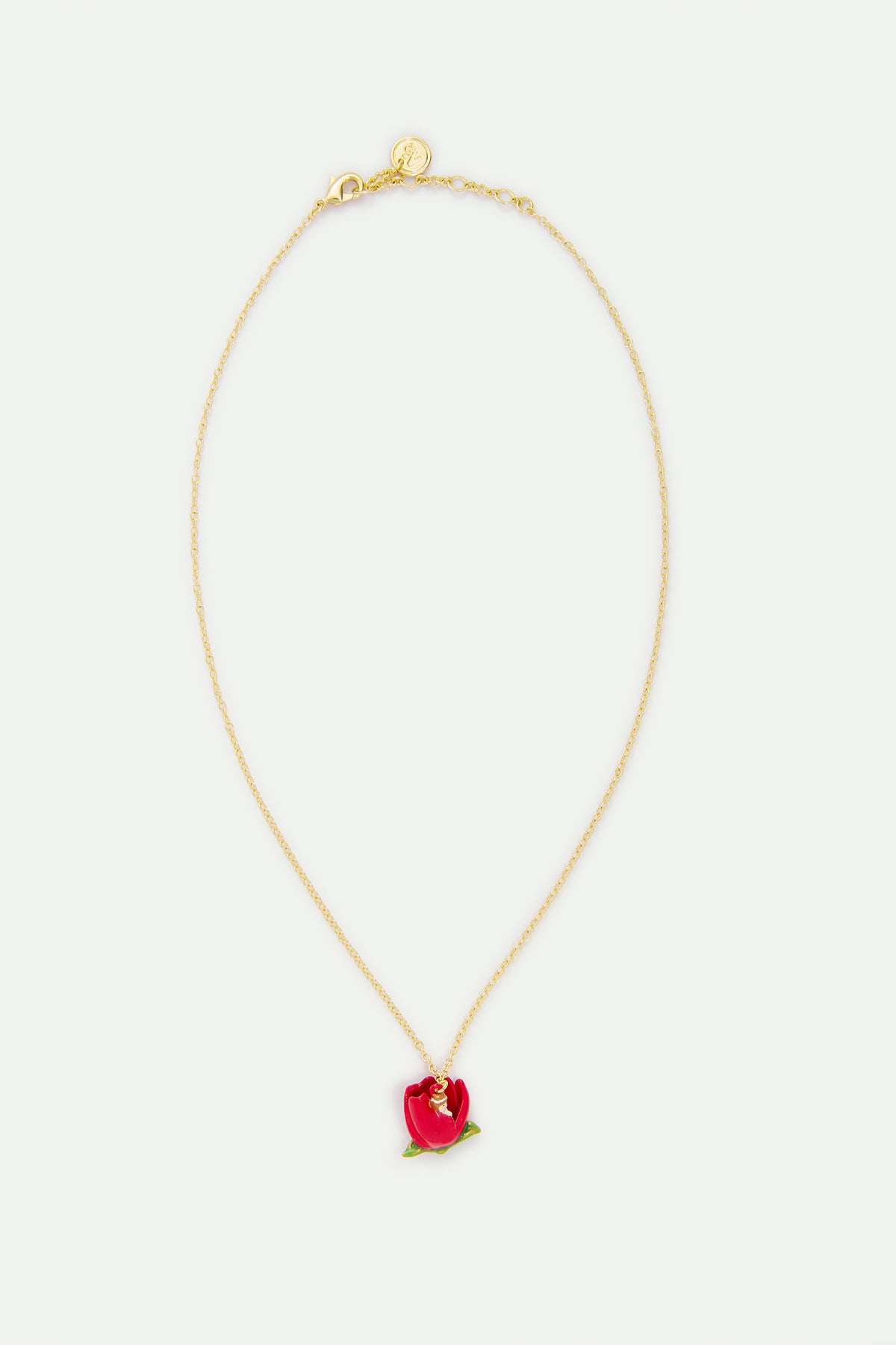 Red Tulip And Thumbelina Pendant Necklace detail view