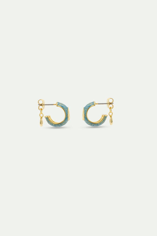 Blue Hoop Earrings With Stones view