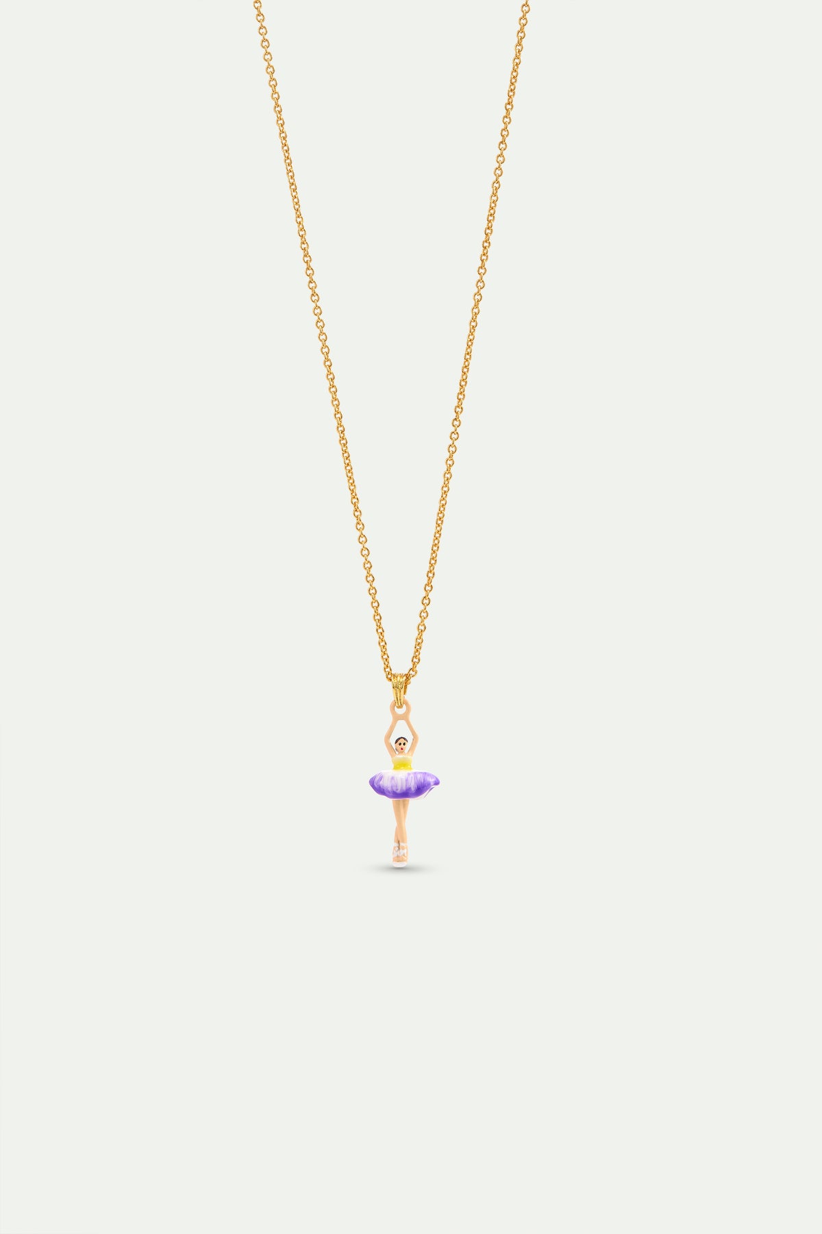 Purple And Yellow Tutu Ballerina Pendant Necklace front view