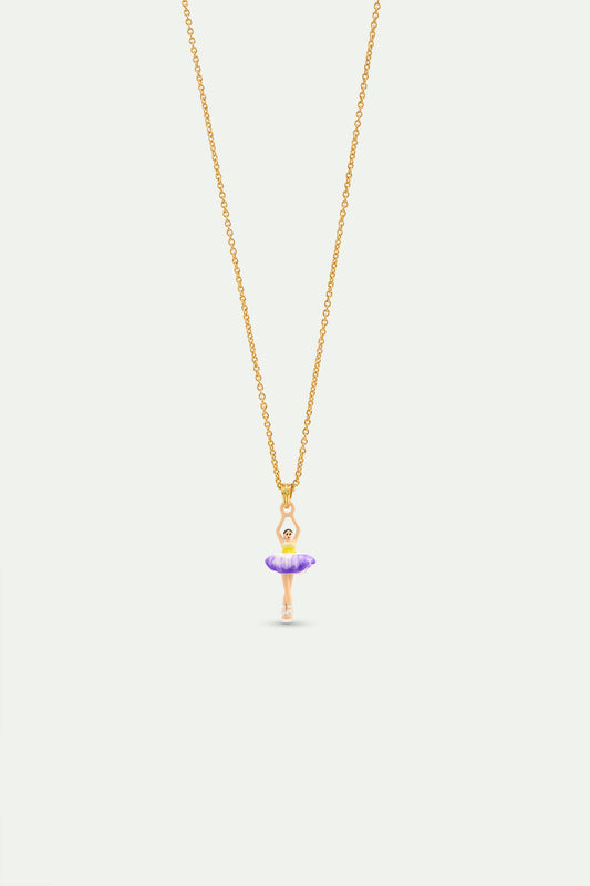 Purple And Yellow Tutu Ballerina Pendant Necklace front view