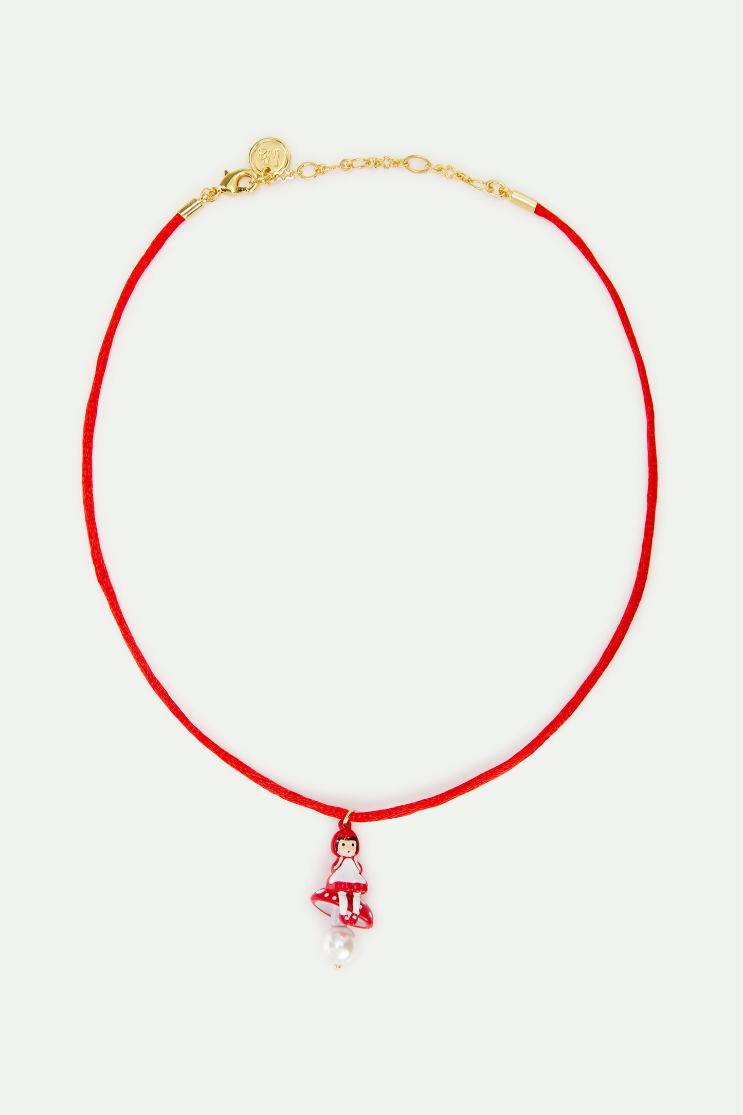 Red Pendant Necklace With Little Red Riding Hood detail view