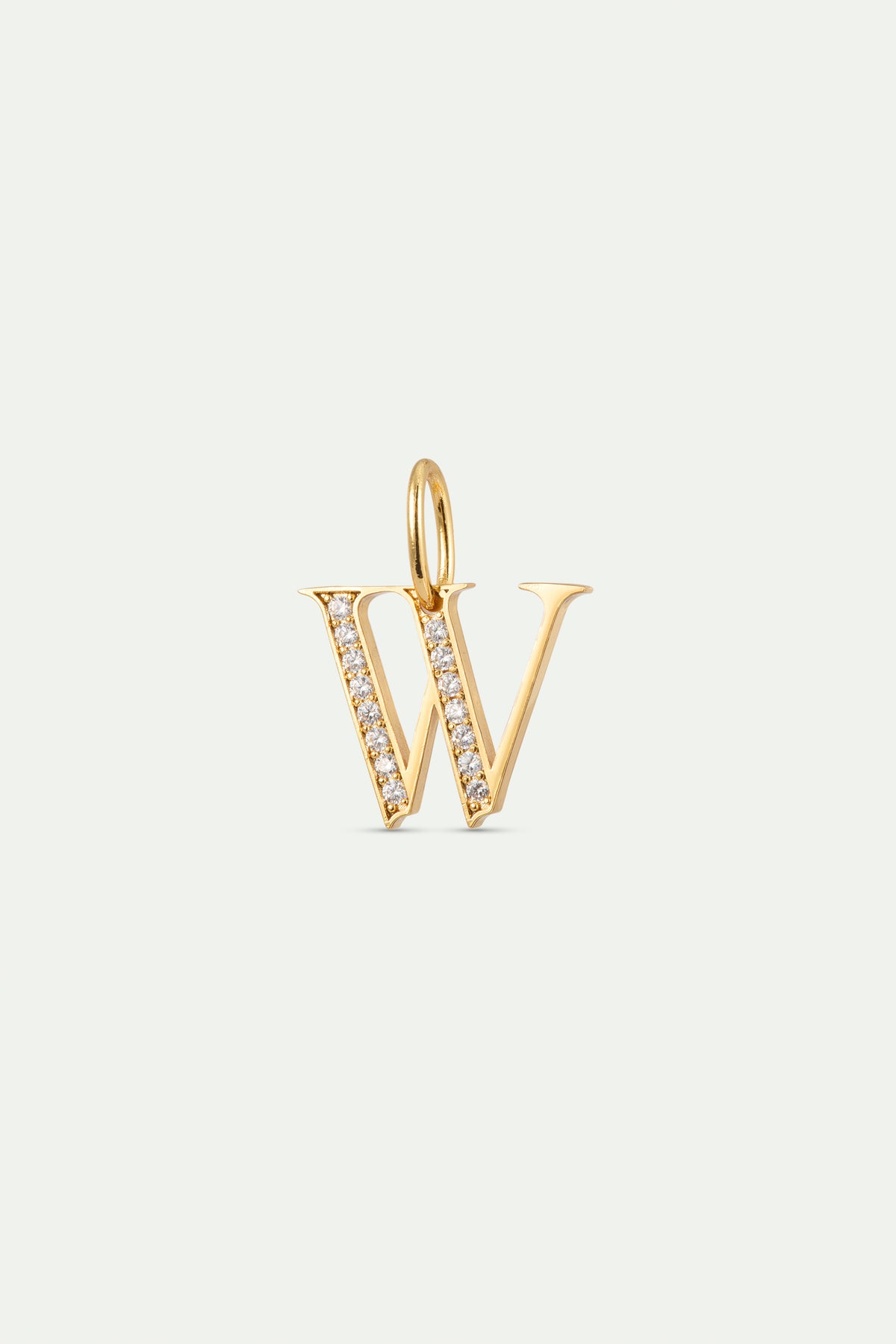 Gold Letter W Pendant With Crystals