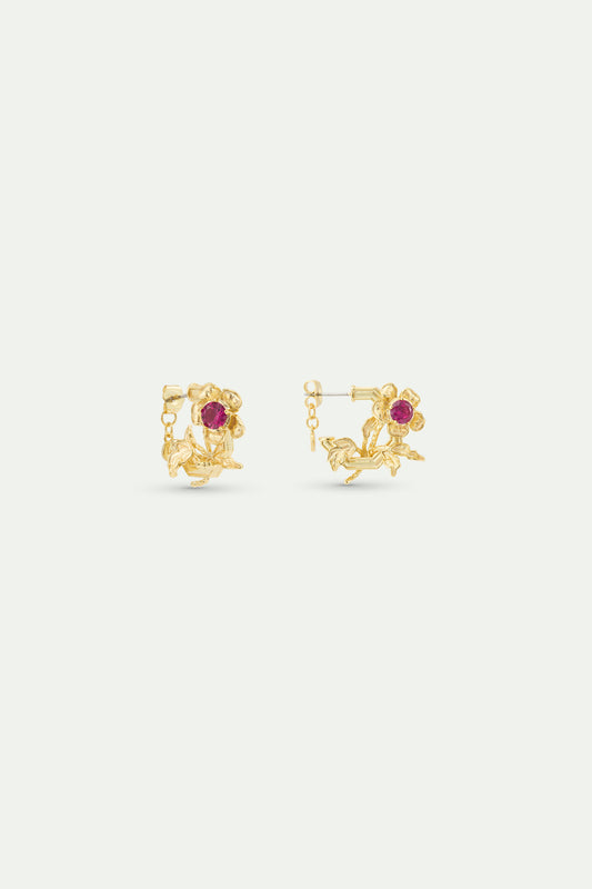 Golden Anemone And Pink Crystal Earrings view