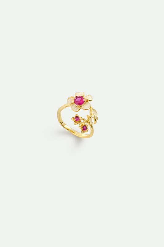 Gold Anemone Adjustable Ring front view