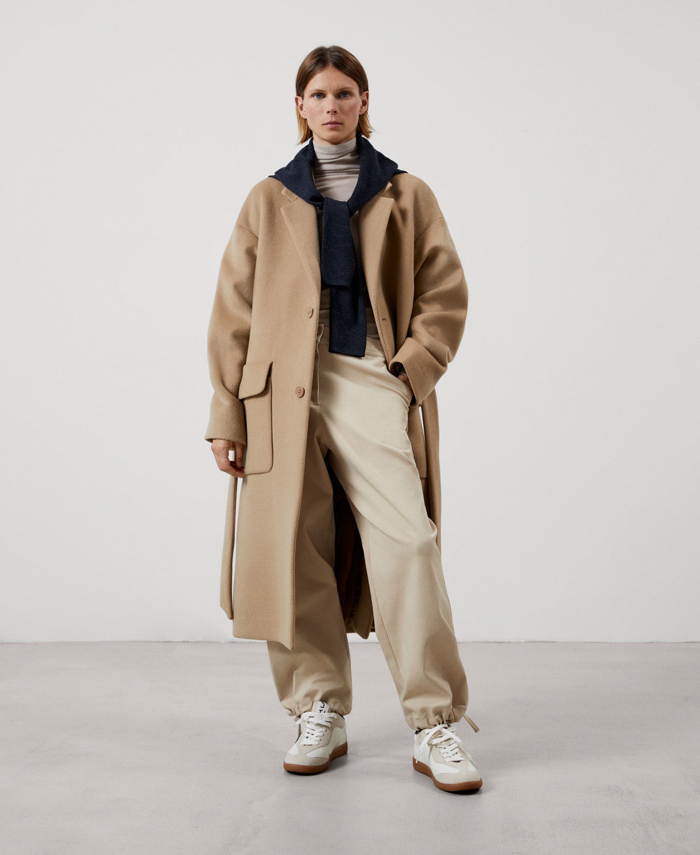 Women Trousers | Ecru Carrot Fit Cargo Trousers by Spanish designer Adolfo Dominguez