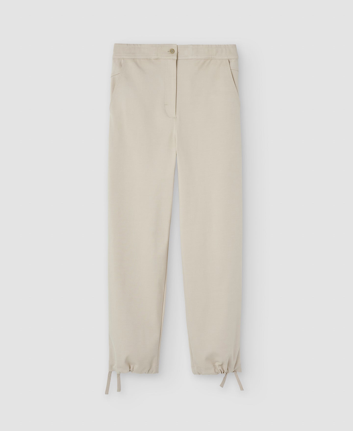 Women Trousers | Ecru Carrot Fit Cargo Trousers by Spanish designer Adolfo Dominguez